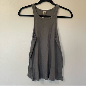 Free People Gray Racerback Tank Top Ribbed Shirt Top